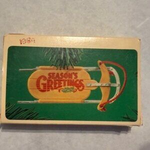 1984 Hallmark Keepsake “Nostalgic Sled Season’s Greetings” Ornament QX4424 box